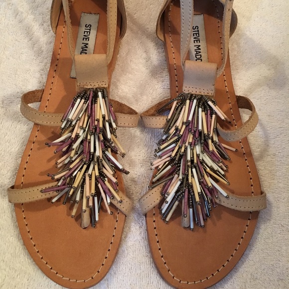 Steve Madden Shoes - Steve Madden Leather Suede Beaded Sandals Sz 7.5